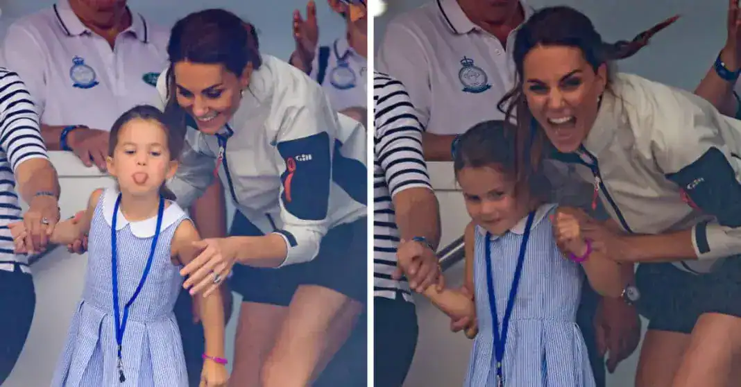 Proud mom Kate Middleton can’t help but laugh after Princess Charlotte sticks tongue out at crowd